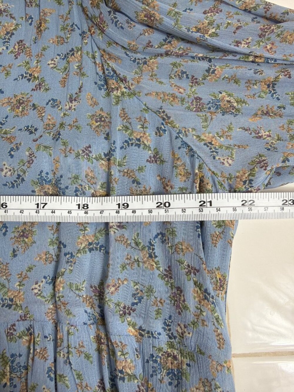 Sézane Aurena Dress Vintage Blue Praire FR 46/US 14 Floral Mini Romantic Boho - Picture 14 of 16